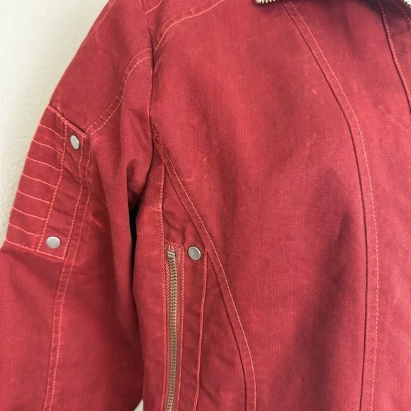 Kuhl Burr Red Patina Dye Moto Jacket Size Small - Picture 6 of 16